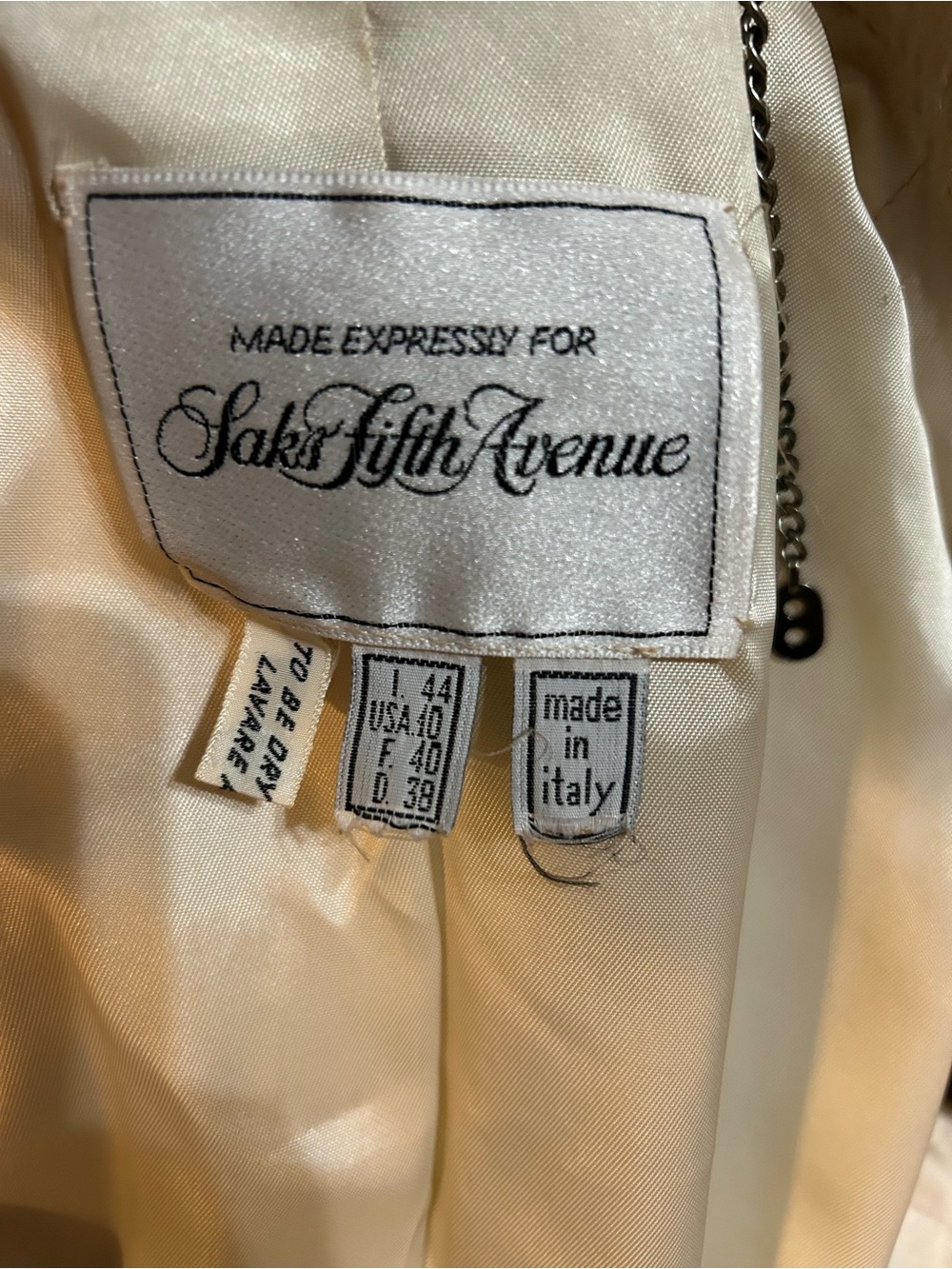 Vintage Saks Fifth Avenue Cream Long Alpaca Wool blend Coat - Picture 2 of 5